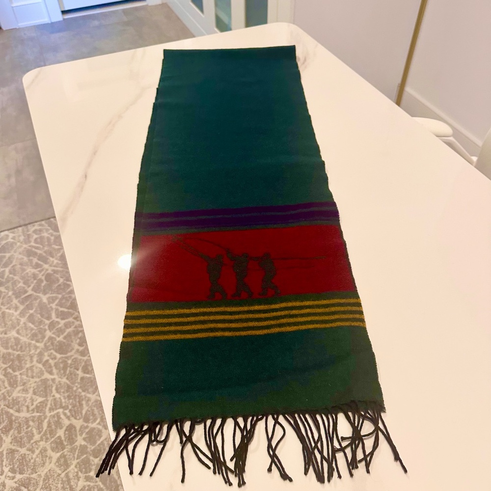 Henry Cotton's Vintage "Fishing" Lambswool Made in Scotland Preppy Scarf